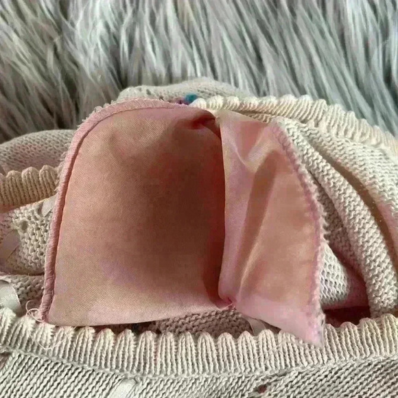 Vintage Western Connection Coquette Rose Cotton Blend Sweater Ribbons & Pearls - Picture 5 of 10